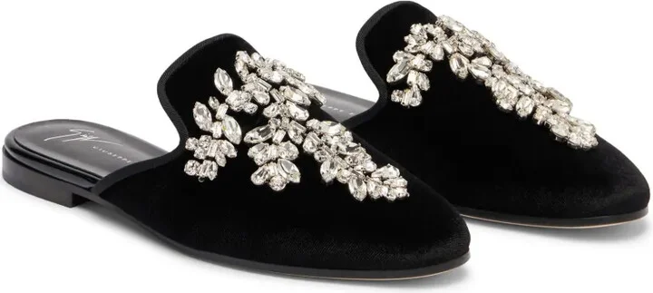 Elsa crystal velvet mules - Image 2