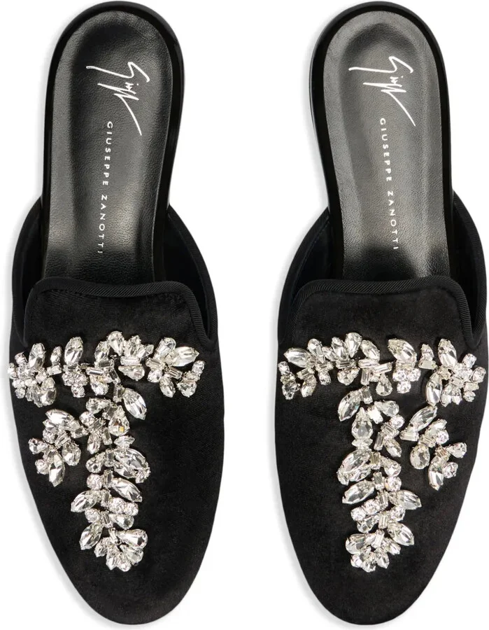 Elsa crystal velvet mules - Image 4