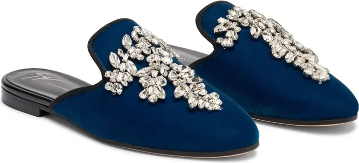 Elsa crystal velvet mules - Image 2