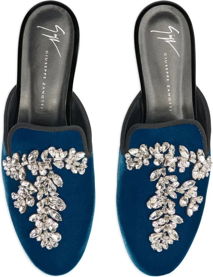 Elsa crystal velvet mules - Image 4