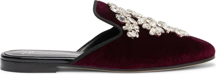 Elsa crystal velvet mules