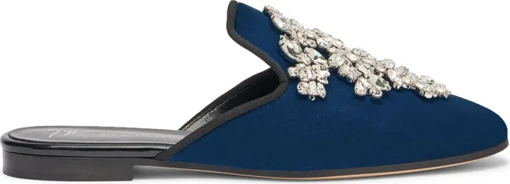 Elsa crystal velvet mules