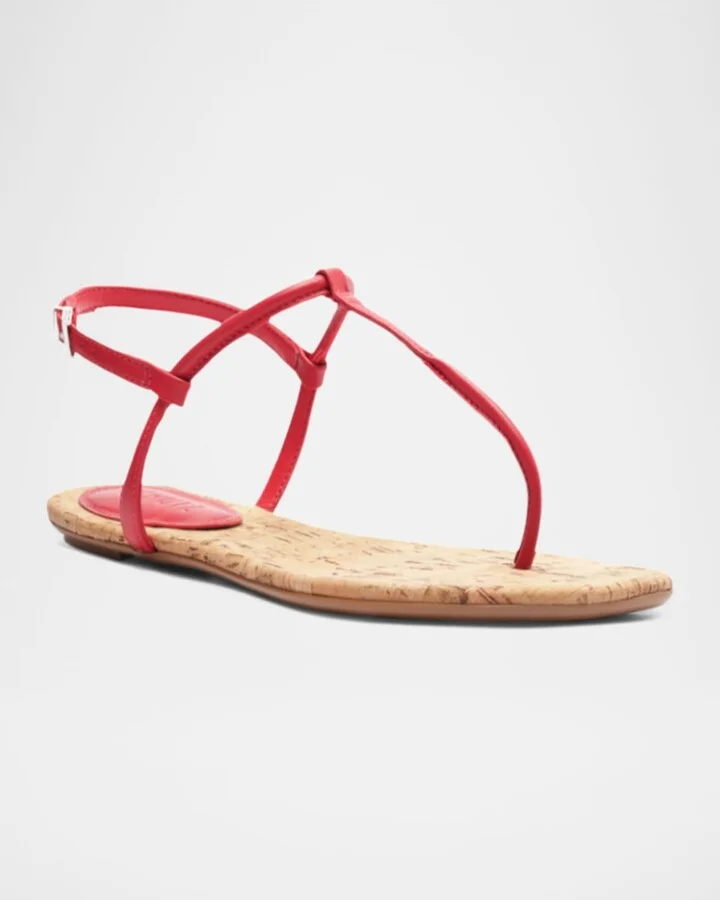 Elsha Leather T-Strap Flat Sandals - Image 2
