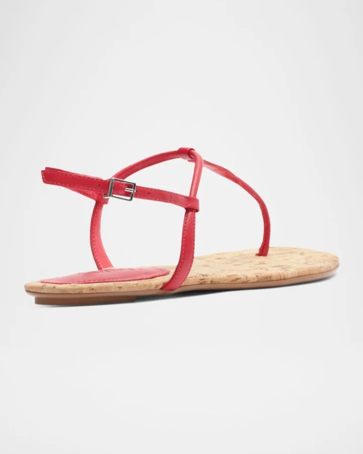 Elsha Leather T-Strap Flat Sandals - Image 3