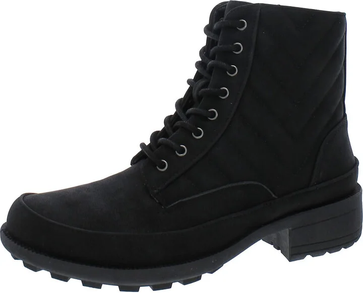 Elsie Womens Zipper Man Made Combat & Lace-Up Boots