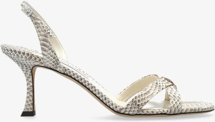 Elsy 70 Python Print Leather Sandals