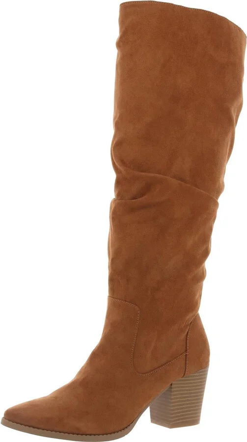 Elviss Womens Zipper Faux Suede Knee-High Boots