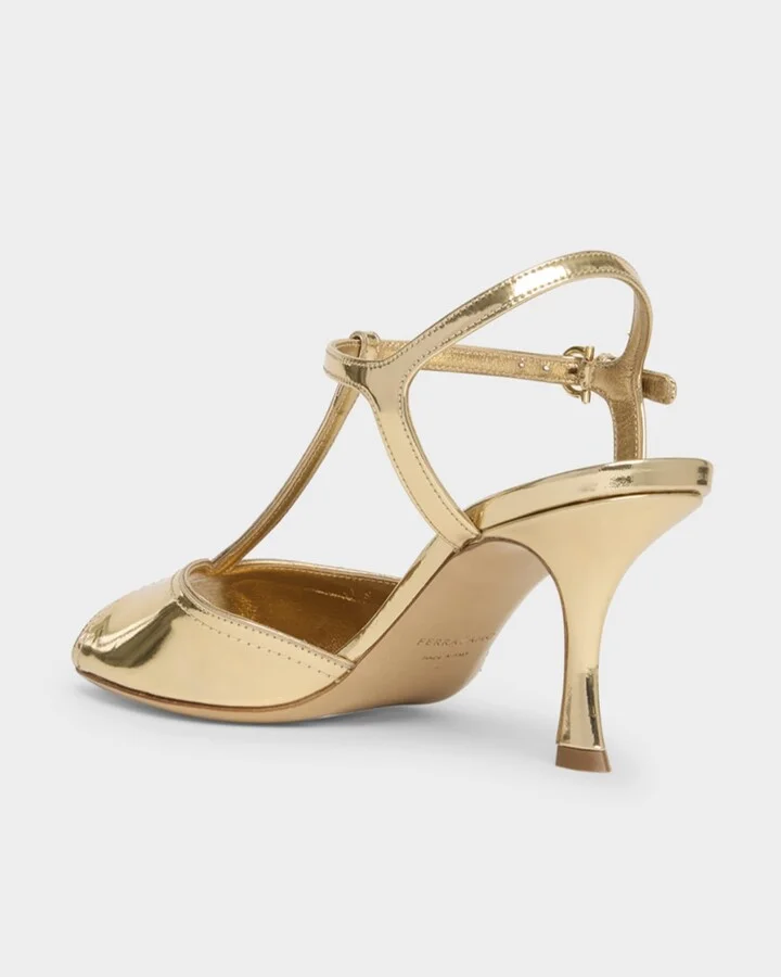 Ely Metallic T-Strap Sandals - Image 3