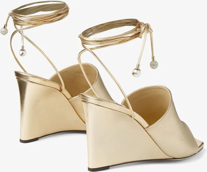 Elyna 85 Wedge Sandals in Metallic Nappa Leather - Image 2