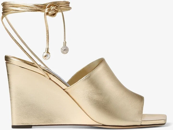 Elyna 85 Wedge Sandals in Metallic Nappa Leather