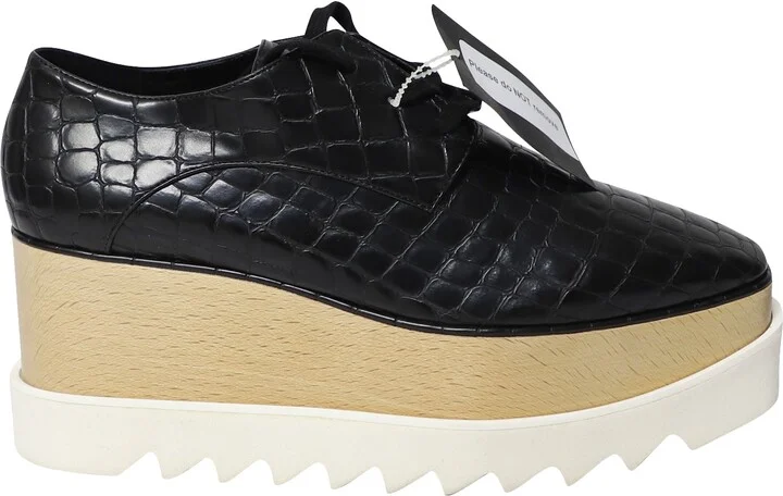 Elyse Platform Brogues in Black Leather