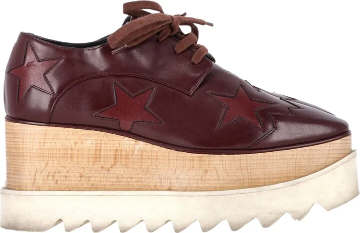 Elyse Star Platform Derby in Burgundy Faux Leather