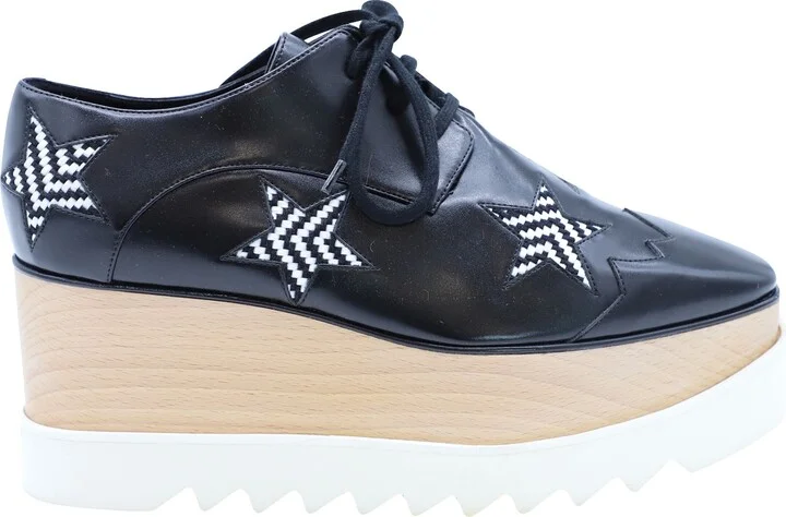 Elyse Star Platform Lace Up Derby in Black Leather