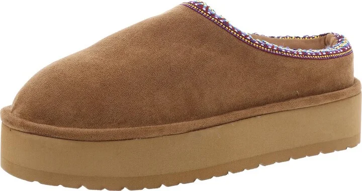 Elyse Womens Faux Fur Lined Platform Scuff Slippers