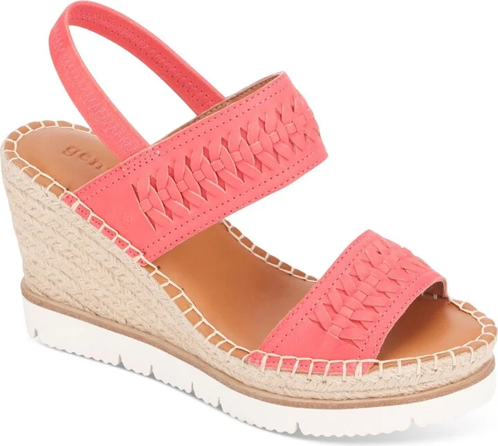 Elyssa Womens Leather Slingback Wedge Sandals