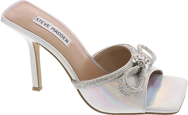 Embellish Womens Faux Leather Slip-On Heels