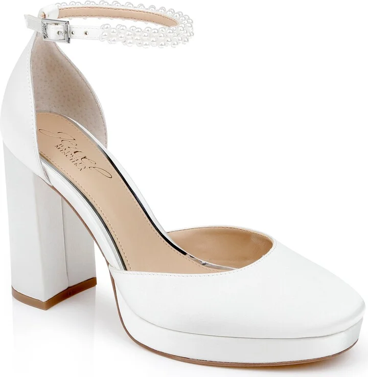 Embellished Ankle Strap Platform Pump