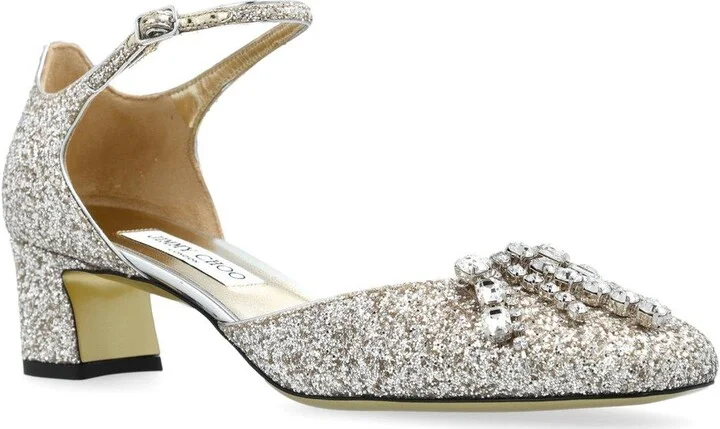 Embellished Ankle Strap Pumps