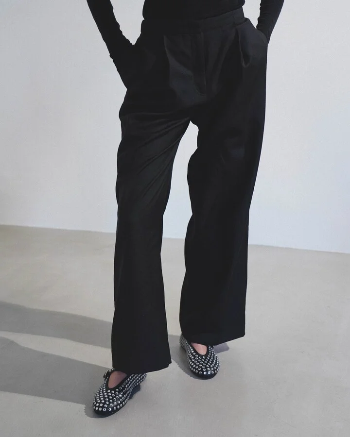 Embellished black leather ballet flats - Image 2