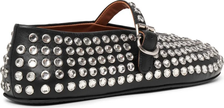 Embellished black leather ballet flats - Image 4