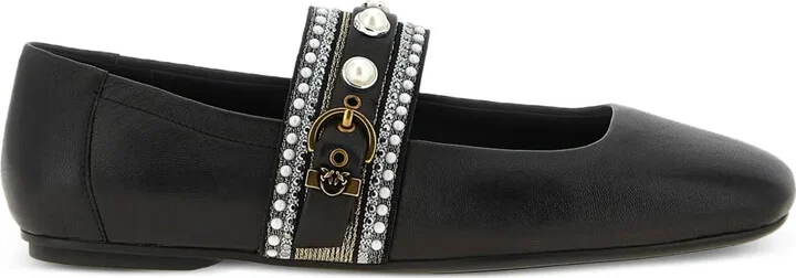 Embellished-Buckle Ballet Flats