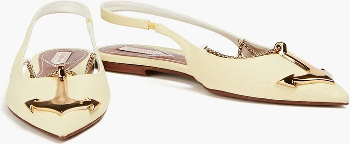 Embellished canvas slingback point-toe flats - Image 2
