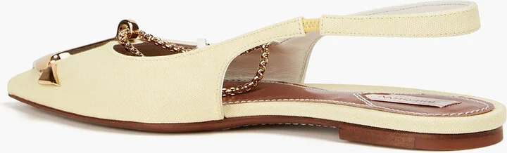 Embellished canvas slingback point-toe flats - Image 3