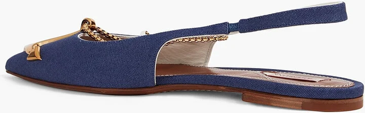 Embellished canvas slingback point-toe flats - Image 6
