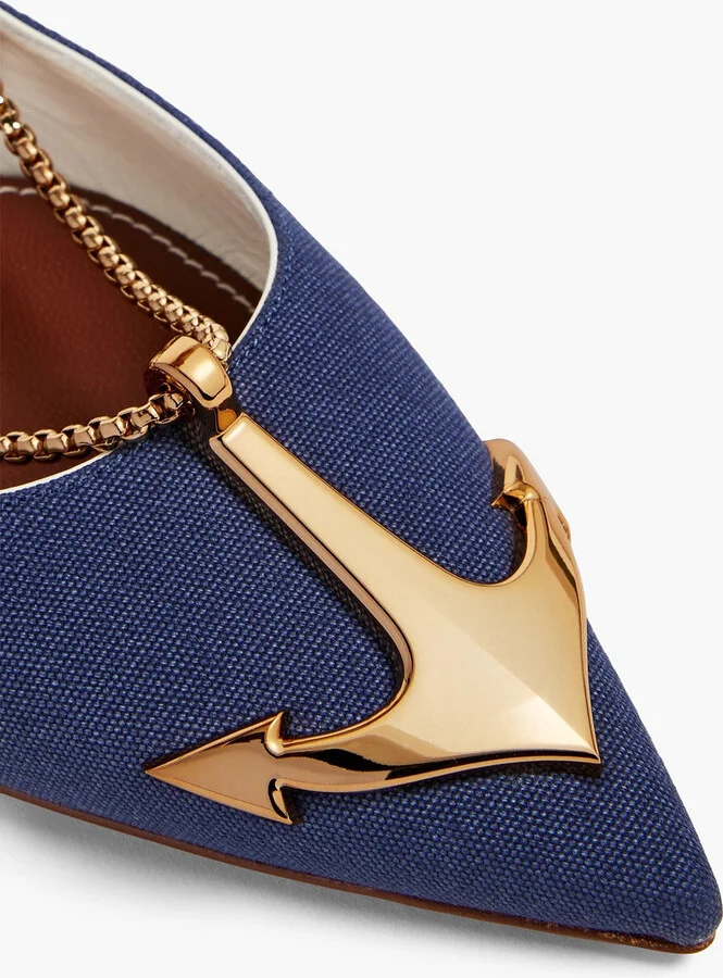 Embellished canvas slingback point-toe flats - Image 7