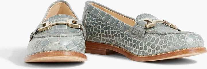 Embellished croc-effect leather loafers - Image 2