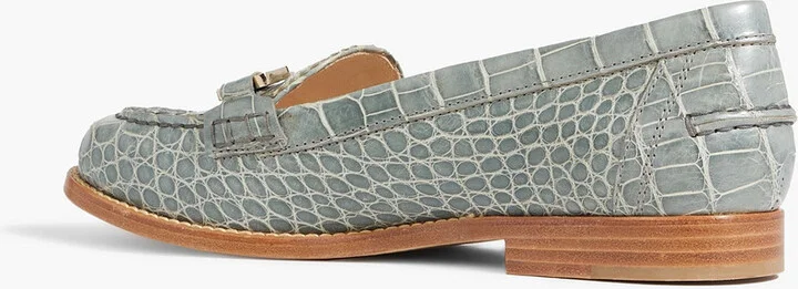 Embellished croc-effect leather loafers - Image 3