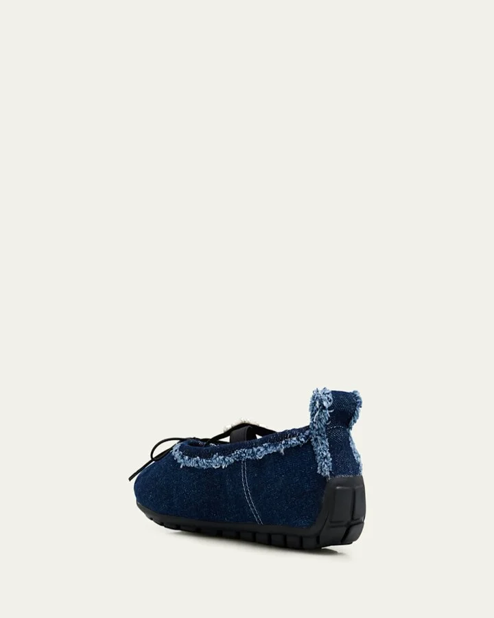 Embellished Denim Grip Ballerina Flats - Image 3