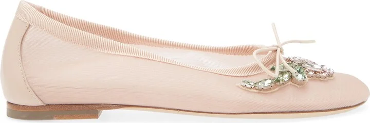 Embellished Flower Mesh Ballerina Flat - Image 3