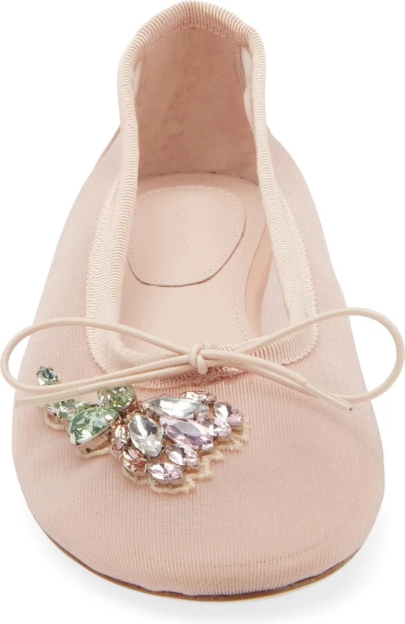 Embellished Flower Mesh Ballerina Flat - Image 4