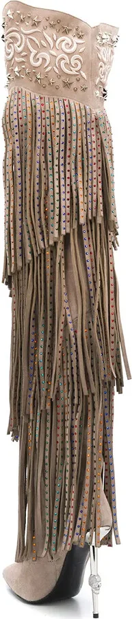 Embellished Fringed Boots - Image 3
