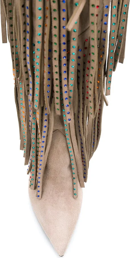 Embellished Fringed Boots - Image 4