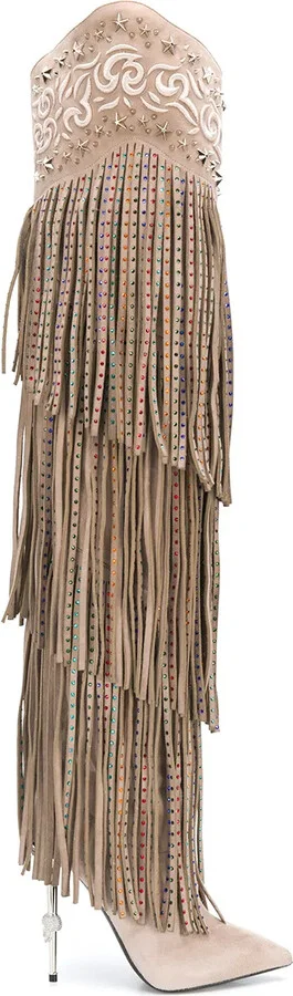 Embellished Fringed Boots