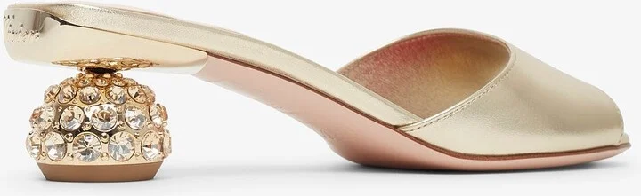 Embellished gold leather mules - Image 2