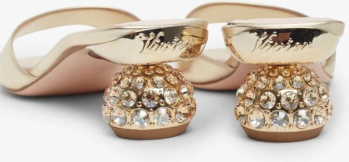 Embellished gold leather mules - Image 3