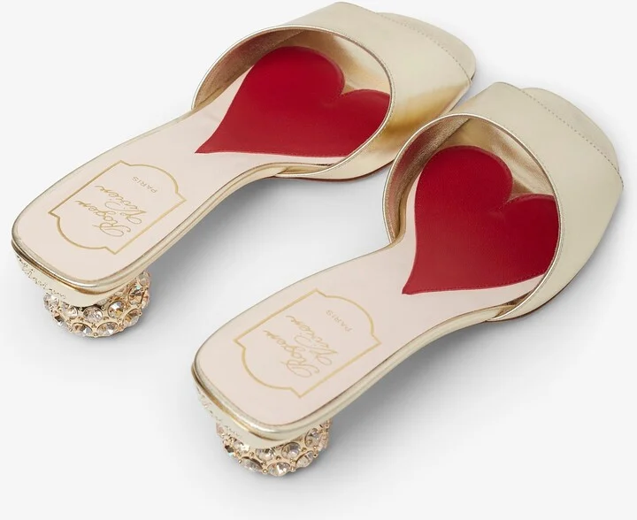 Embellished gold leather mules - Image 4