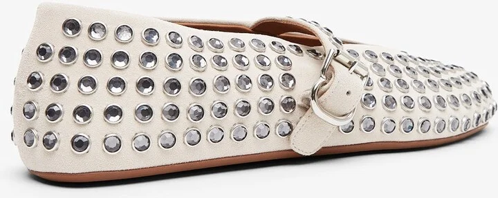 Embellished greige suede ballet flats - Image 3