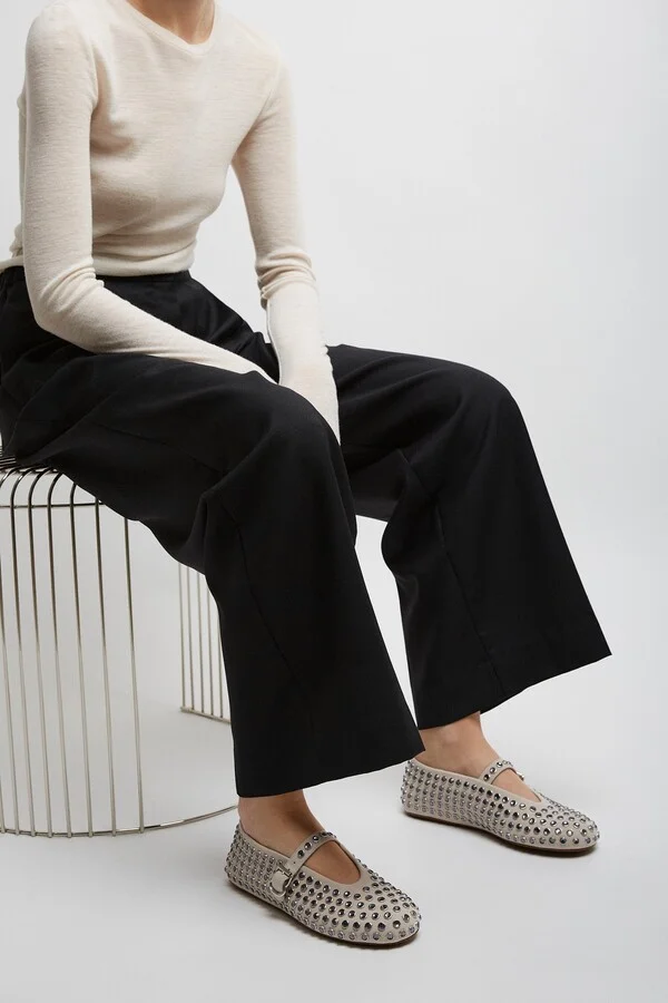 Embellished greige suede ballet flats - Image 6