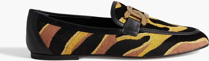 Embellished jacquard loafers
