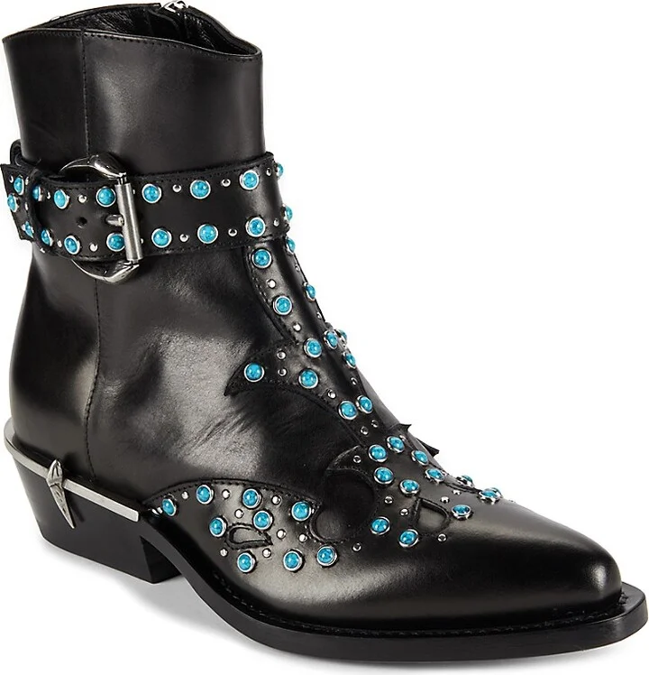 Embellished Leather Ankle Boots - Image 2