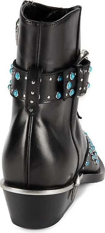 Embellished Leather Ankle Boots - Image 3