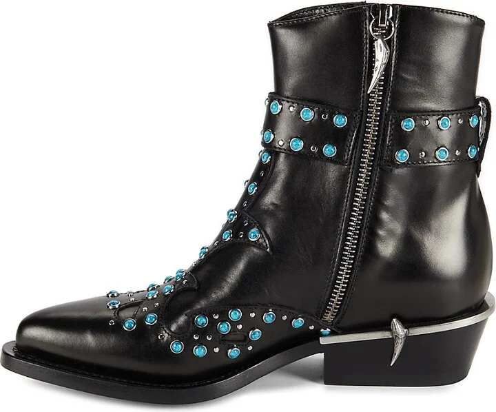 Embellished Leather Ankle Boots - Image 4