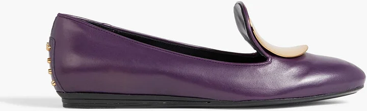 Embellished leather ballet flats