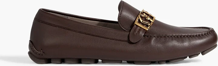 Embellished leather driving shoes