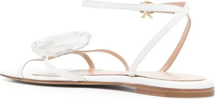 Embellished Leather Flat Sandals - Image 3