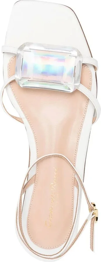 Embellished Leather Flat Sandals - Image 4